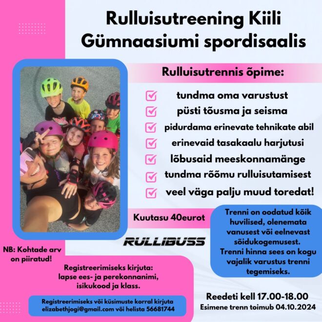 Rulluisutreeningud Kiili Gümnaasiumi spordisaalis