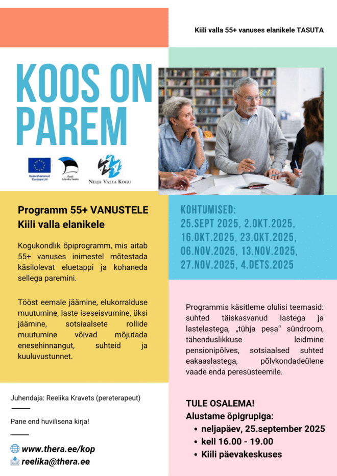 Kogukondlik õpiprogramm 55+ vanustele Kiili valla elanikele
