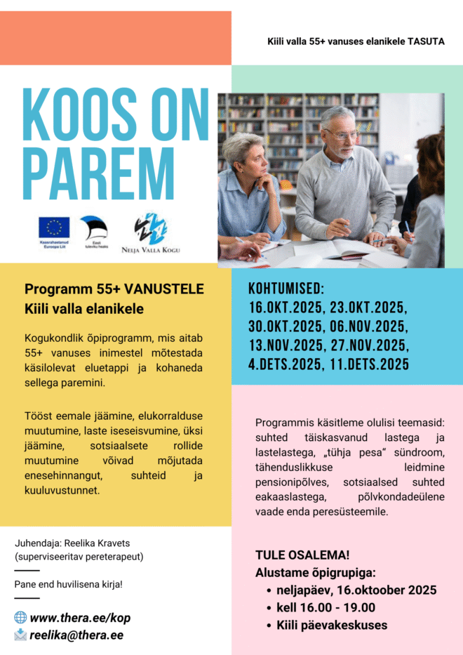 Kogukondlik õpiprogramm 55+ vanustele Kiili valla elanikele