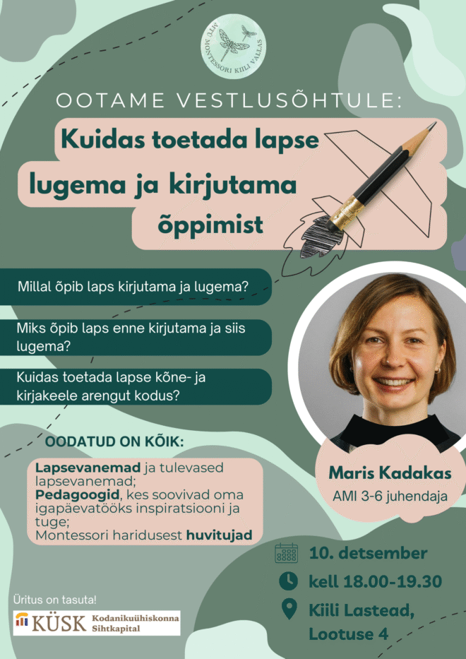 Vestlusõhtu: Kuidas toetada lapse kirjutama ja lugema õppimist