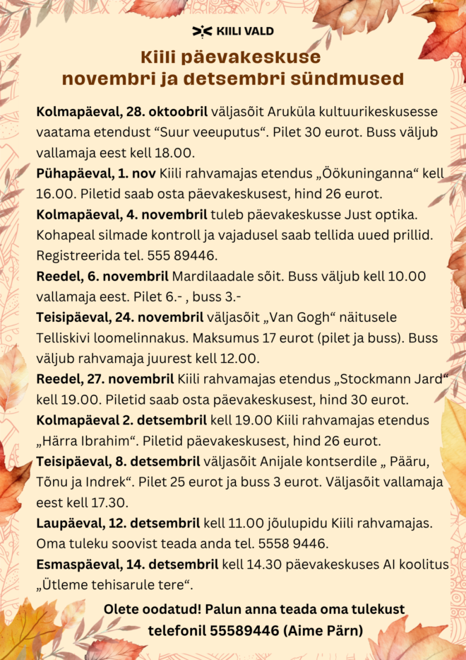 Kiili päevakeskuse sündmused