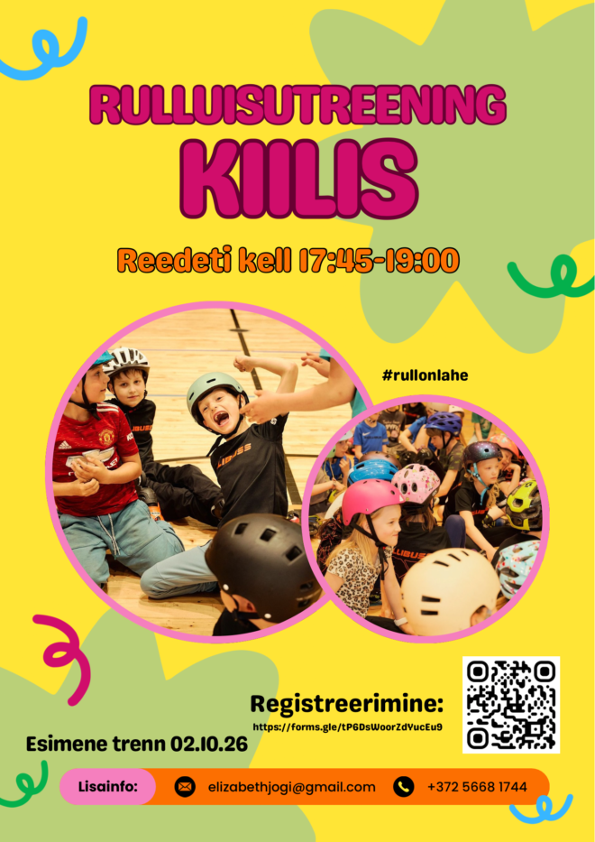 UUS hooaeg 2026/2027! Rulluisutreeningud Kiili Gümnaasiumi spordisaalis reedeti!