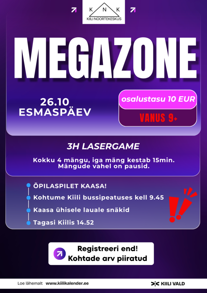 Noortekeskusega väljasõit Megazone lasergame